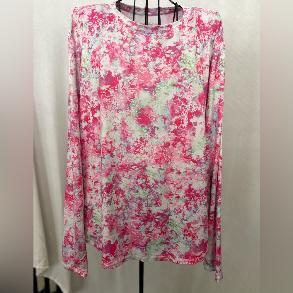 Silver Bait Pink and Green SPF 50 Patterned Top 2X